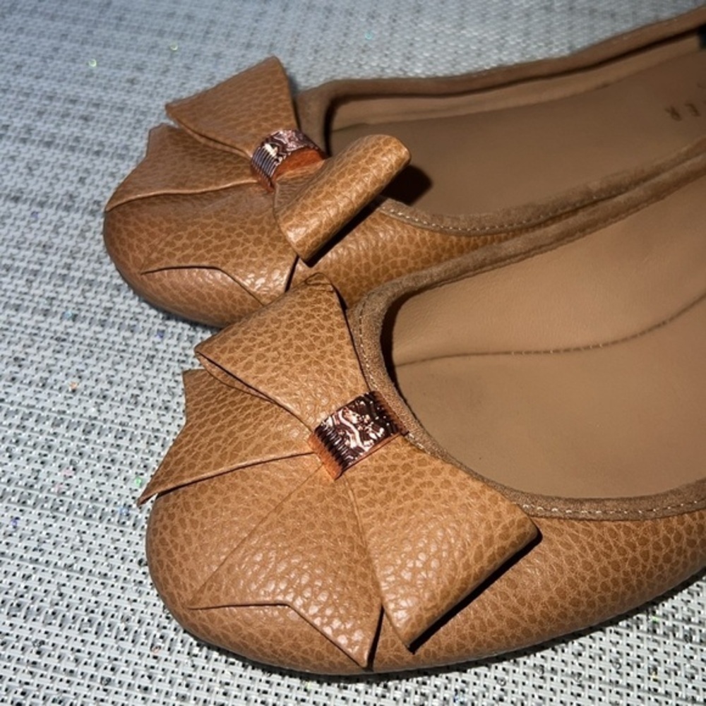 Ted Baker London Sually Bow Tie Ballet Flats 37 Women’s Brown Tan Pump Shoes - Picture 6 of 9